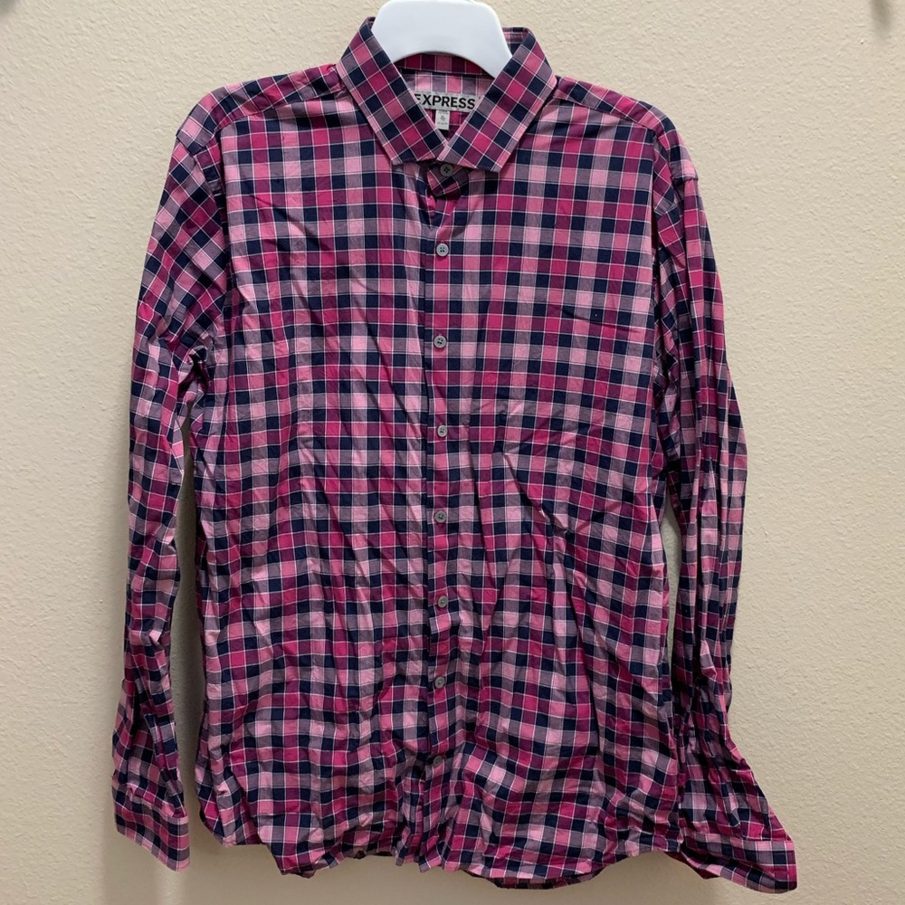 Express button down - pink/navy